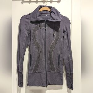 Lululemon Hooded Stride Jacket  Heathered Charcoal Grey and Purple